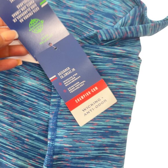 Champion Womens Authentic Athleisure Racerback Crop Tank Top Blue Multicolor - Picture 9 of 15